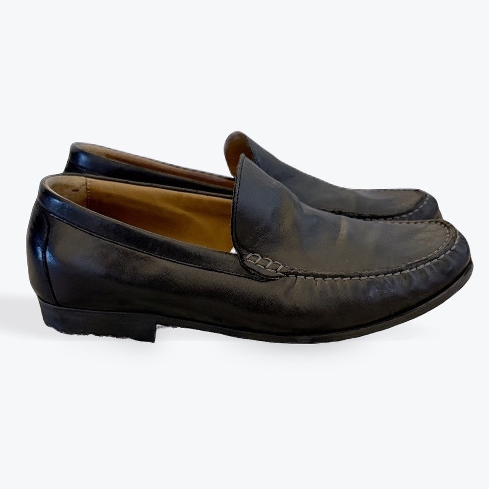 Johnston & Murphy Mens Black‎ Leather Sheepskin Loafers Moc Toe 8.5 M 20-8471
